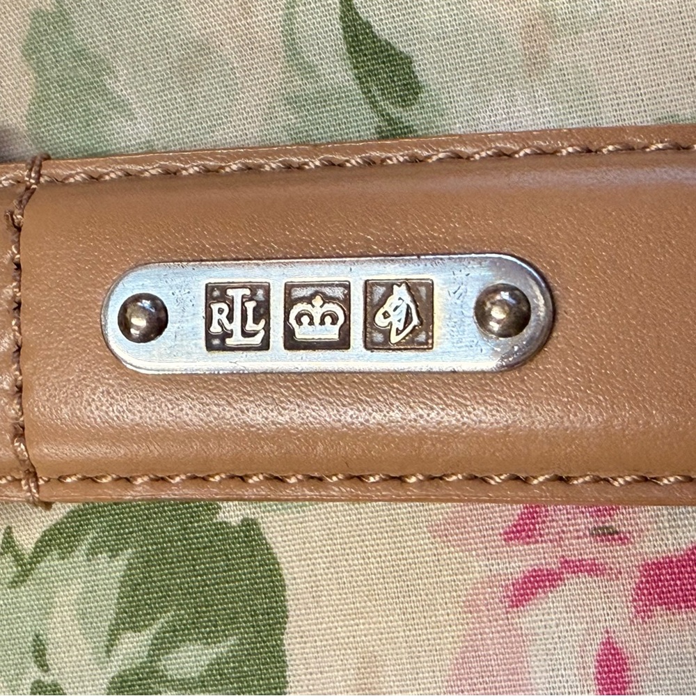 Ralph Lauren Signature Logo Plaque, Leather Belt with Silver Buckle